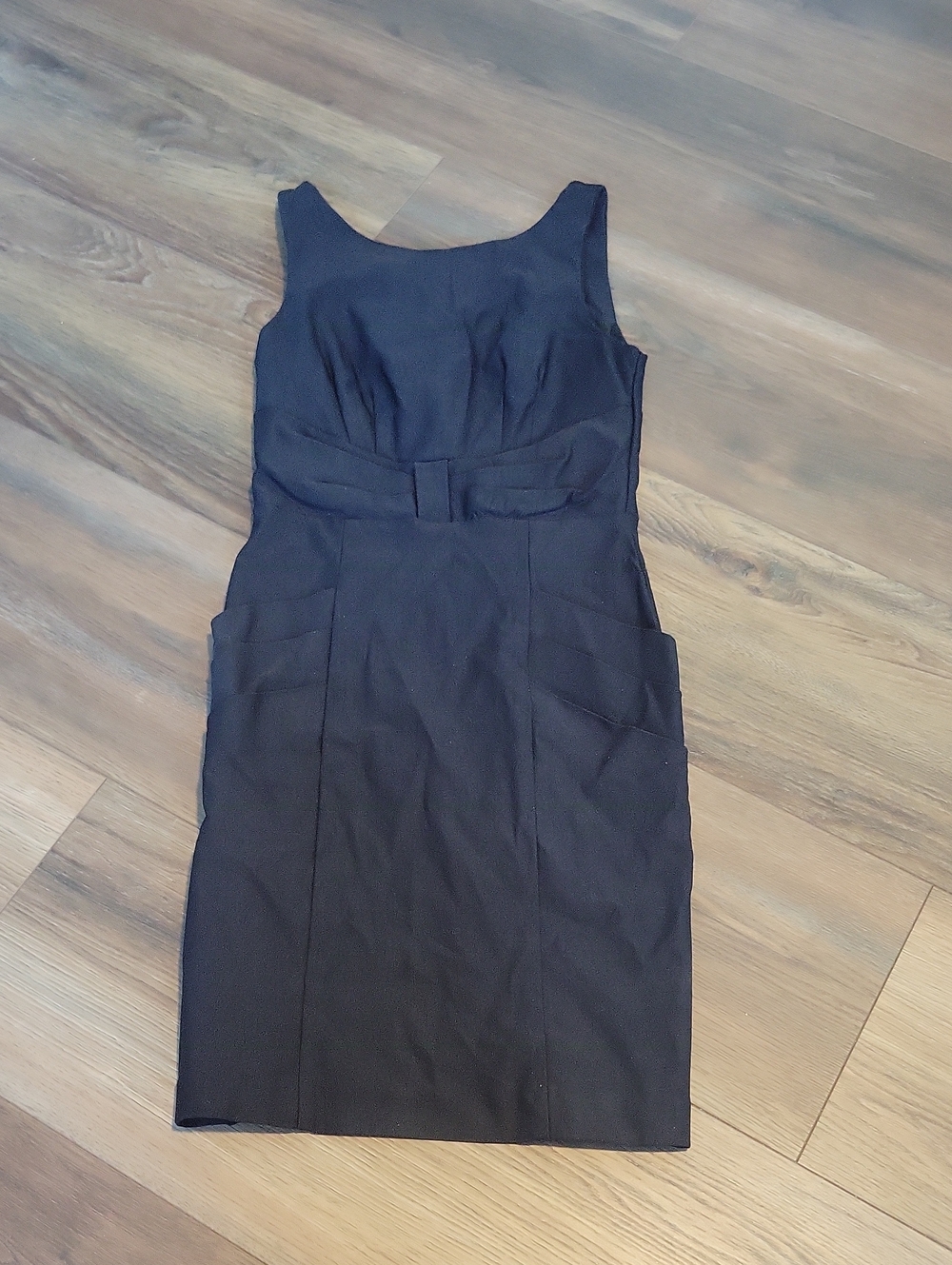Teeze Me Black Sleeveless Sheath Dress with Waist Bow